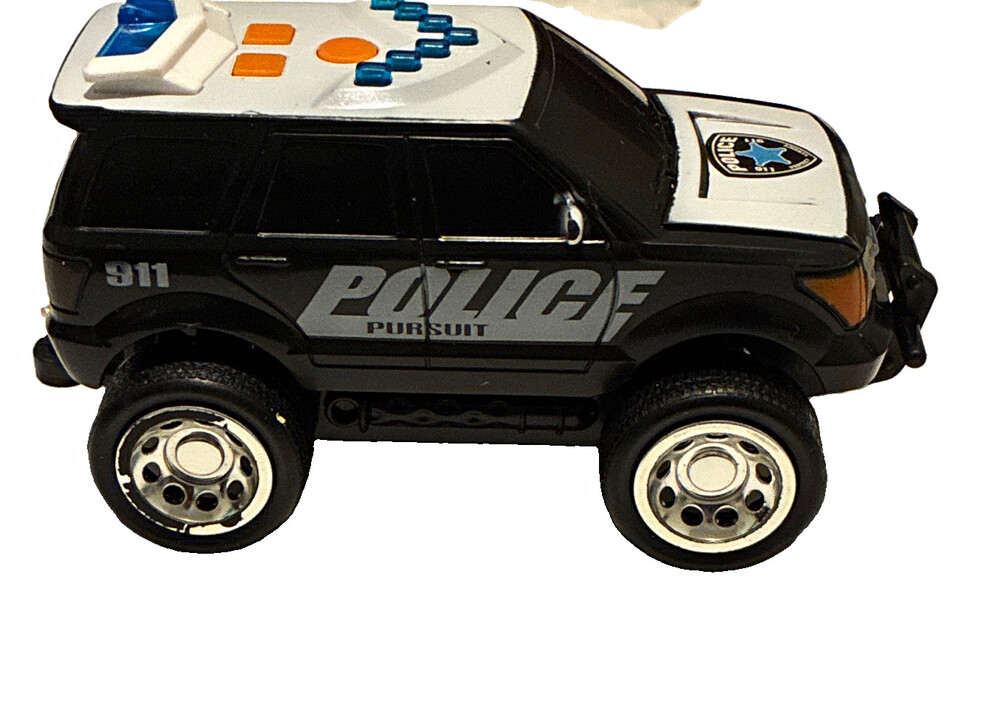Battery Operated Police Pursuit SUV Toy Vehicle Black/White "POLICE" "911"